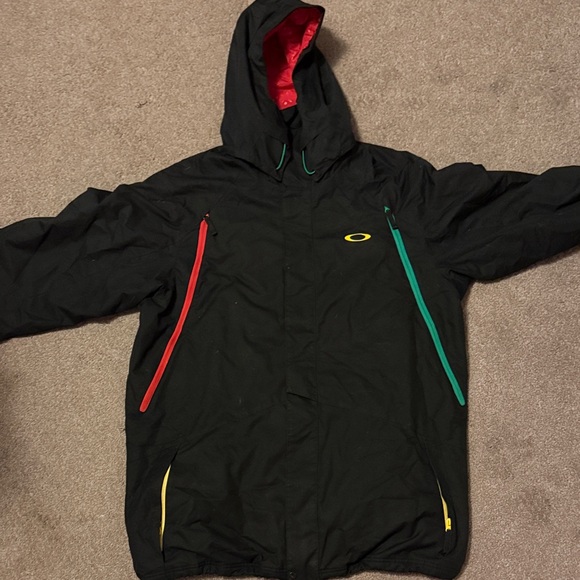 Oakley Men's Black Jacket with Red, Green, and Yellow Accents - Picture 1 of 1